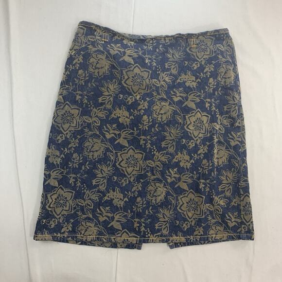 Vintage Bill Blass Skirt Women Size 8P Floral Pattern Blue & Yellow - Picture 1 of 8